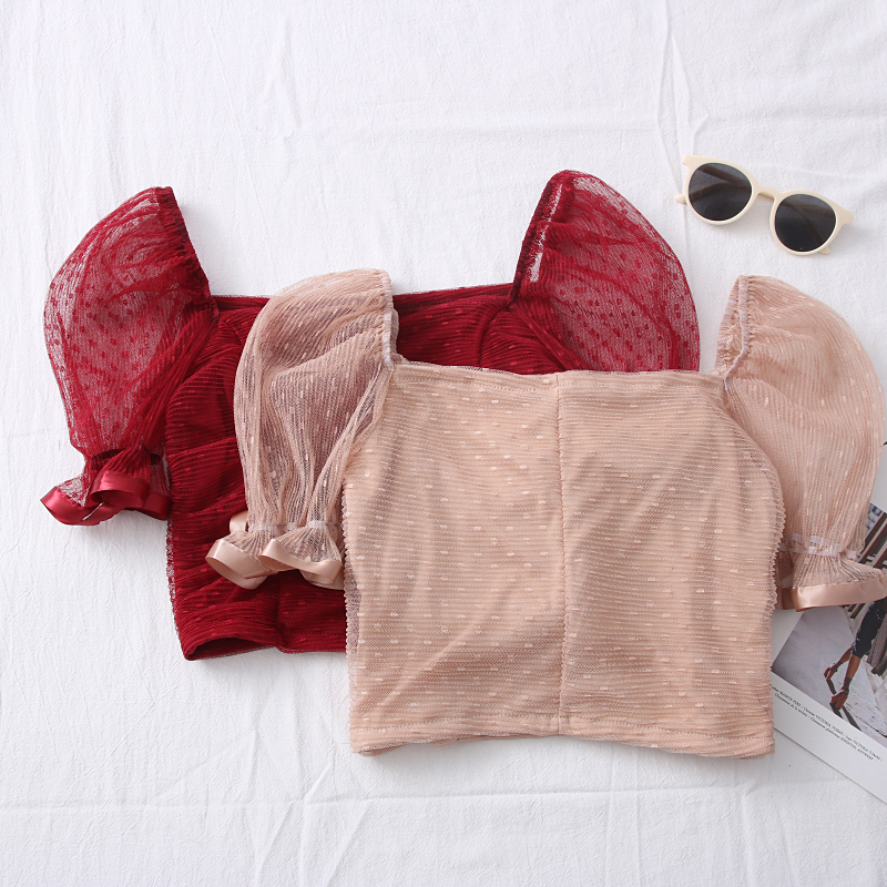 Mesh short sleeve crop blouse (CNY2104)