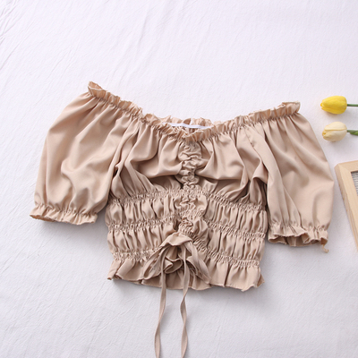 Short sleeve off shoulder ruffle blouse (CNY2108)