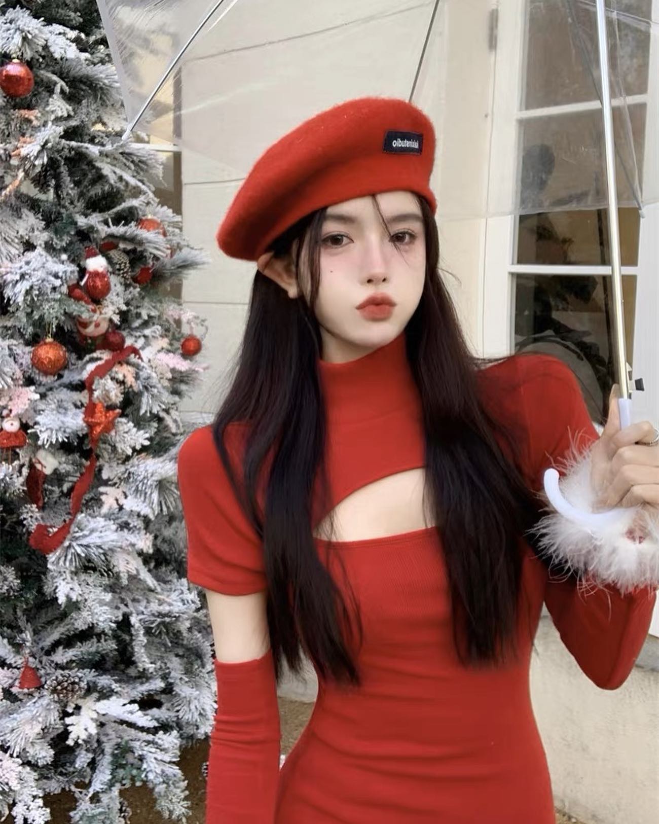 Red Turtle Neck Christmas Dress