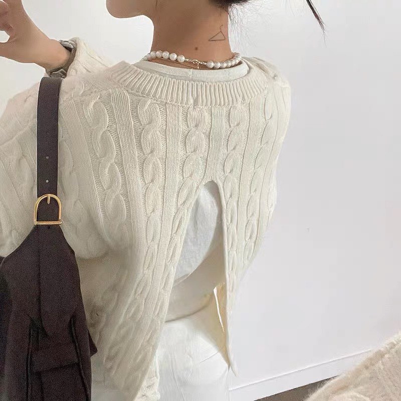 Knitted Slit Back Blouse
