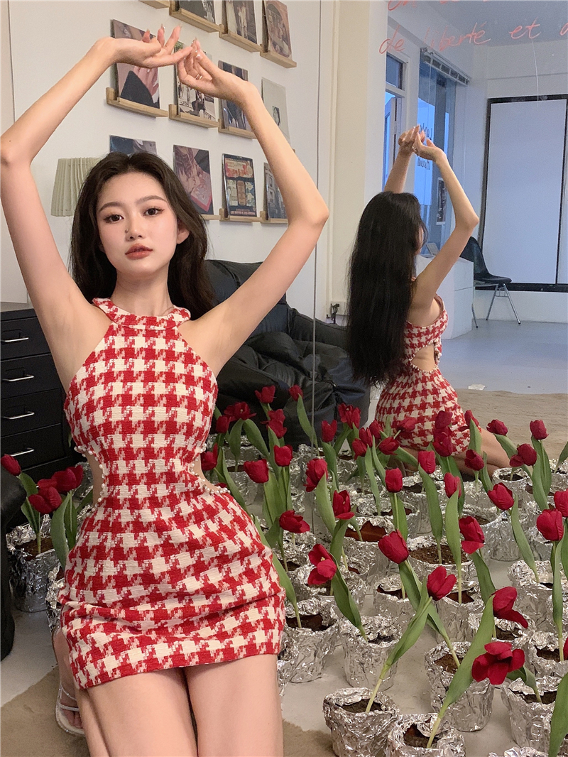 Red Houndstooth Dress