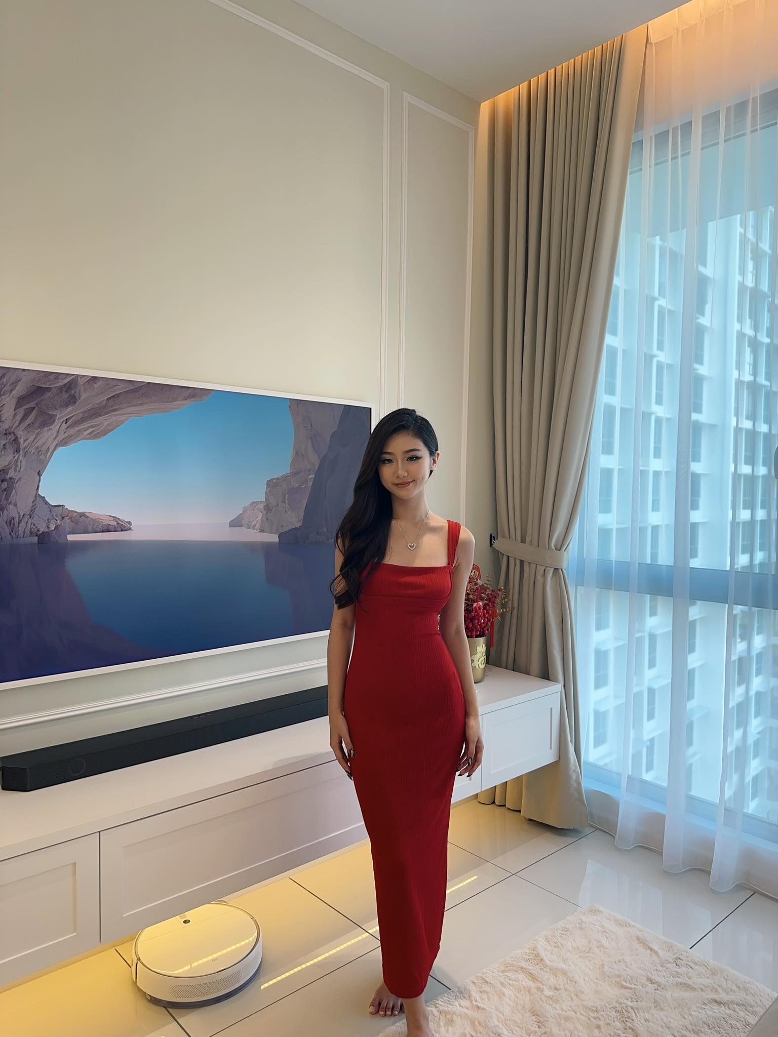 Red Sleeveless Long Dress