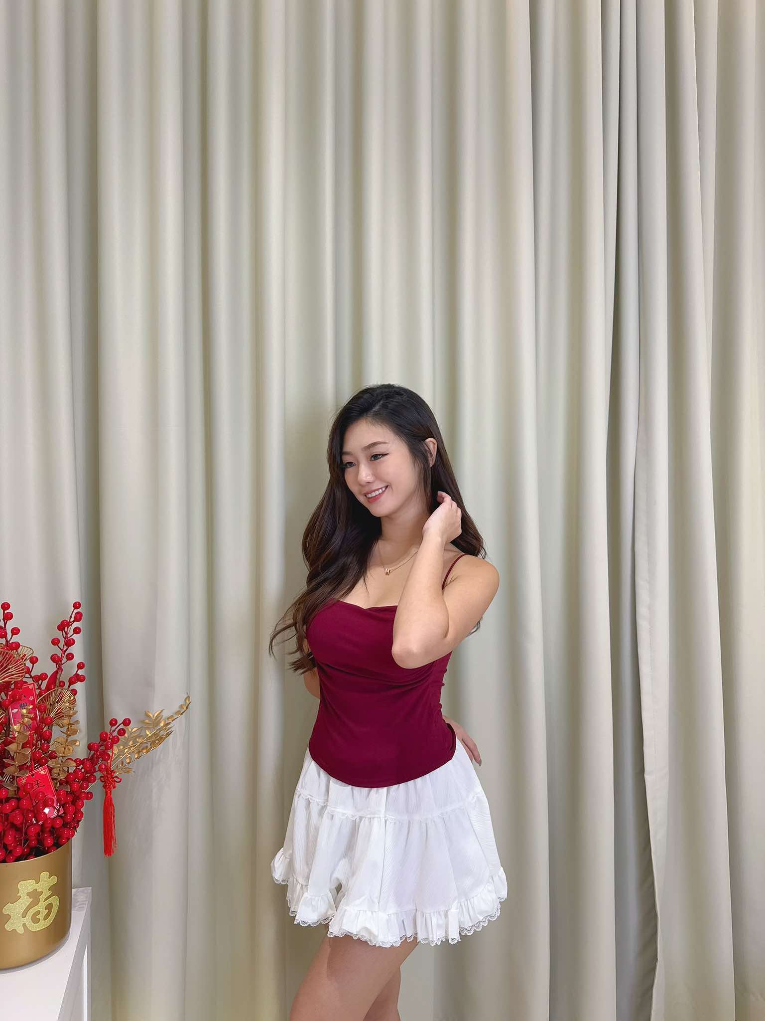 Wine Red Padded Sleeveless Top