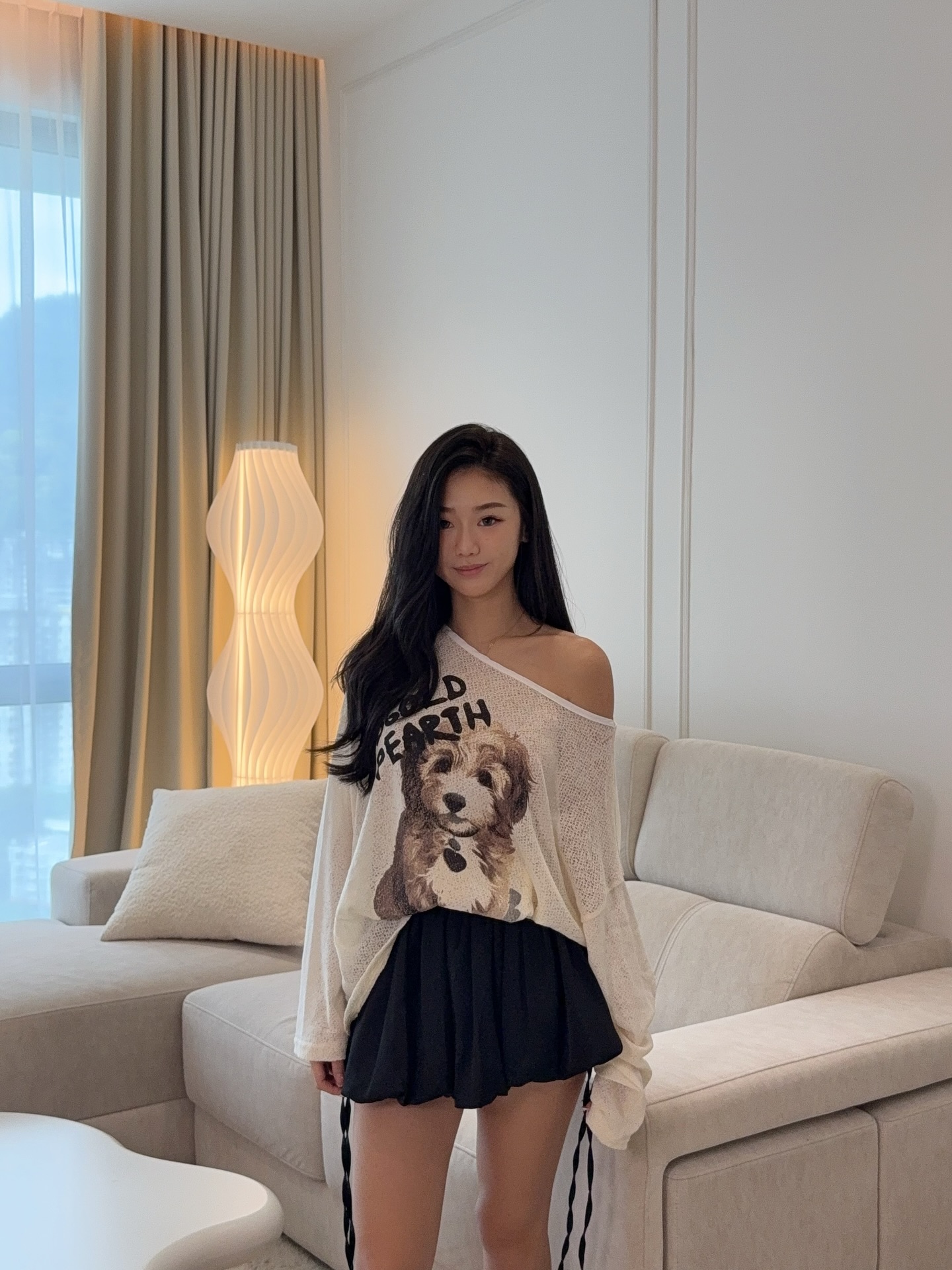 Doggy Slanted Knitted Blouse