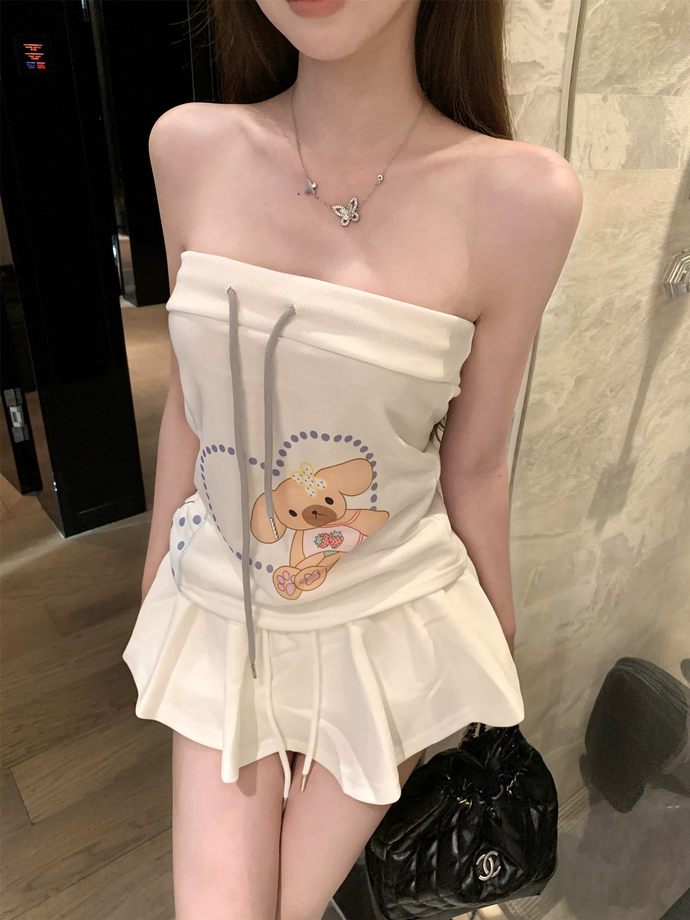 Bear White Tube Top 