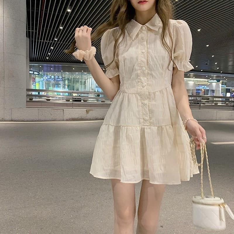 Sweet Short Sleeve Puffy Dress