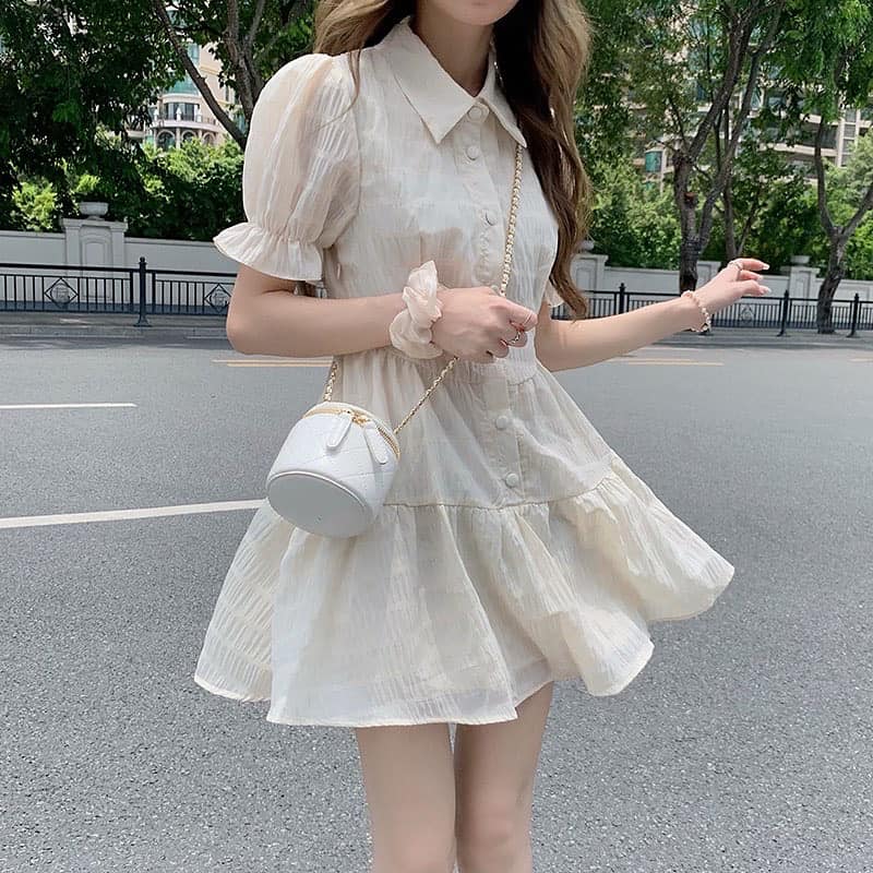 Sweet Short Sleeve Puffy Dress