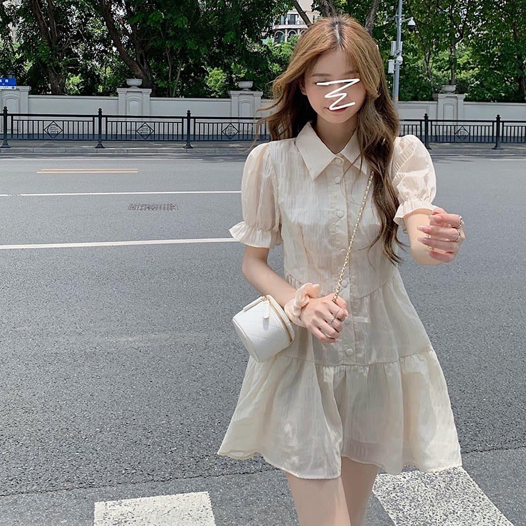 Sweet Short Sleeve Puffy Dress