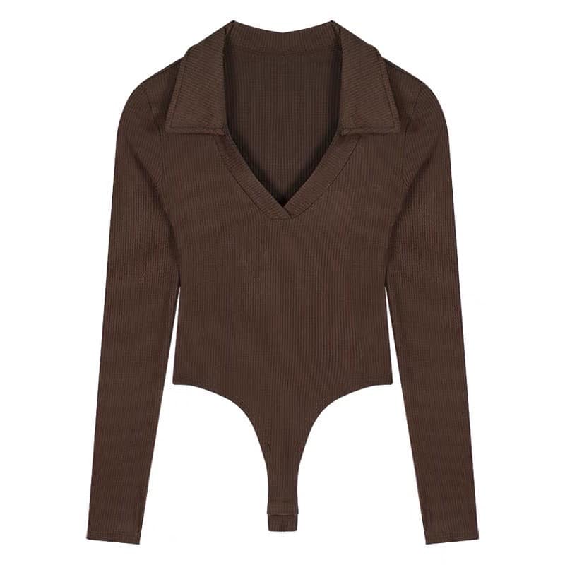 One-piece Knitted V Neck Blouse