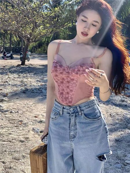 Pink Floral Sleeveless Blouse