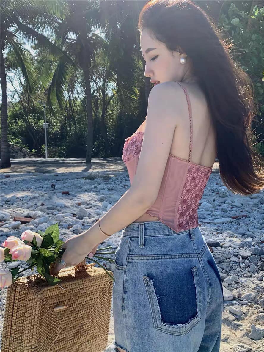 Pink Floral Sleeveless Blouse