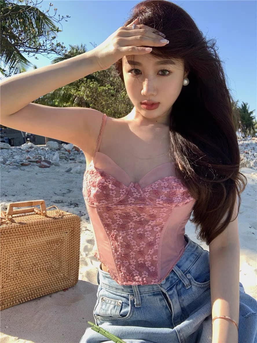 Pink Floral Sleeveless Blouse