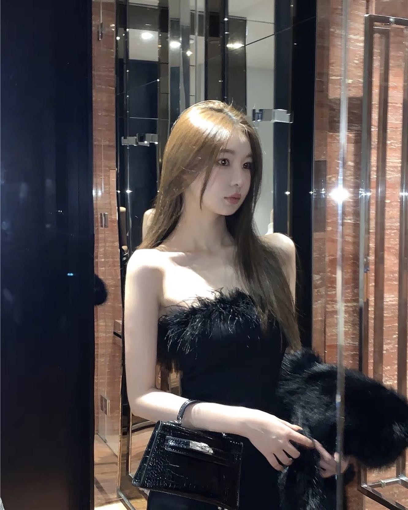 Black Furry Tube Dress