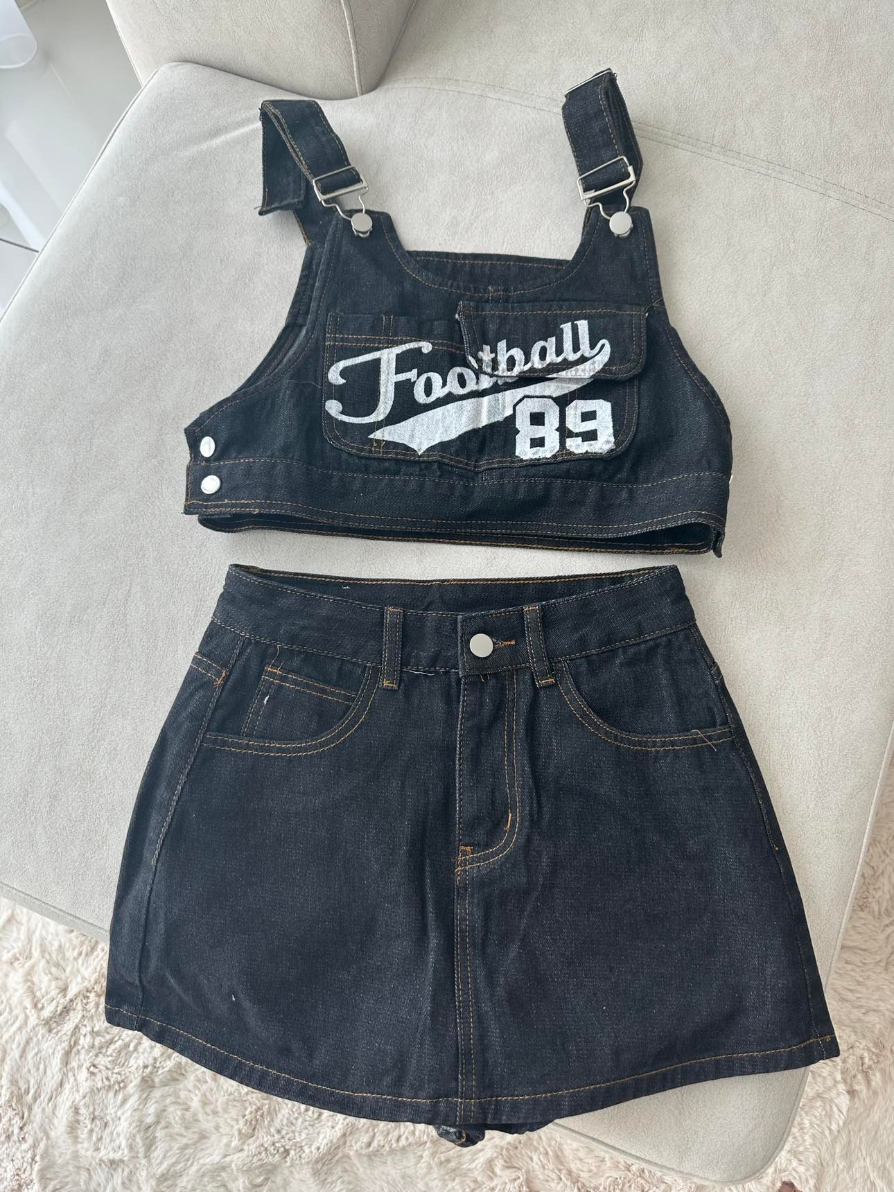 Denim Top & Skirt Set