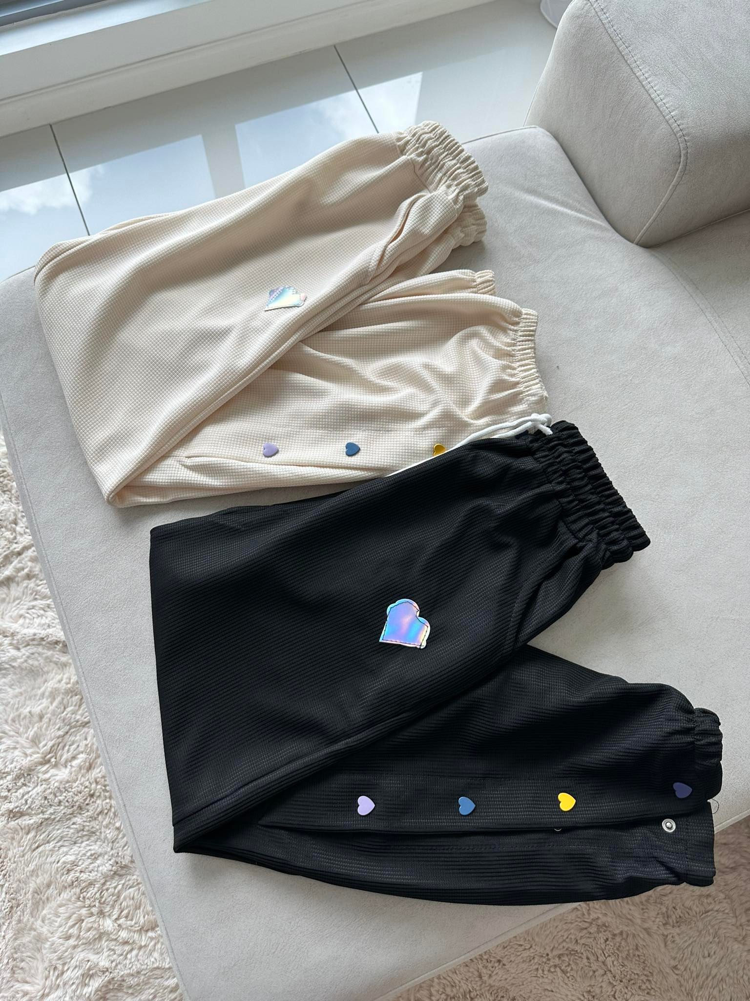 Waffle Holographic Heart Pants