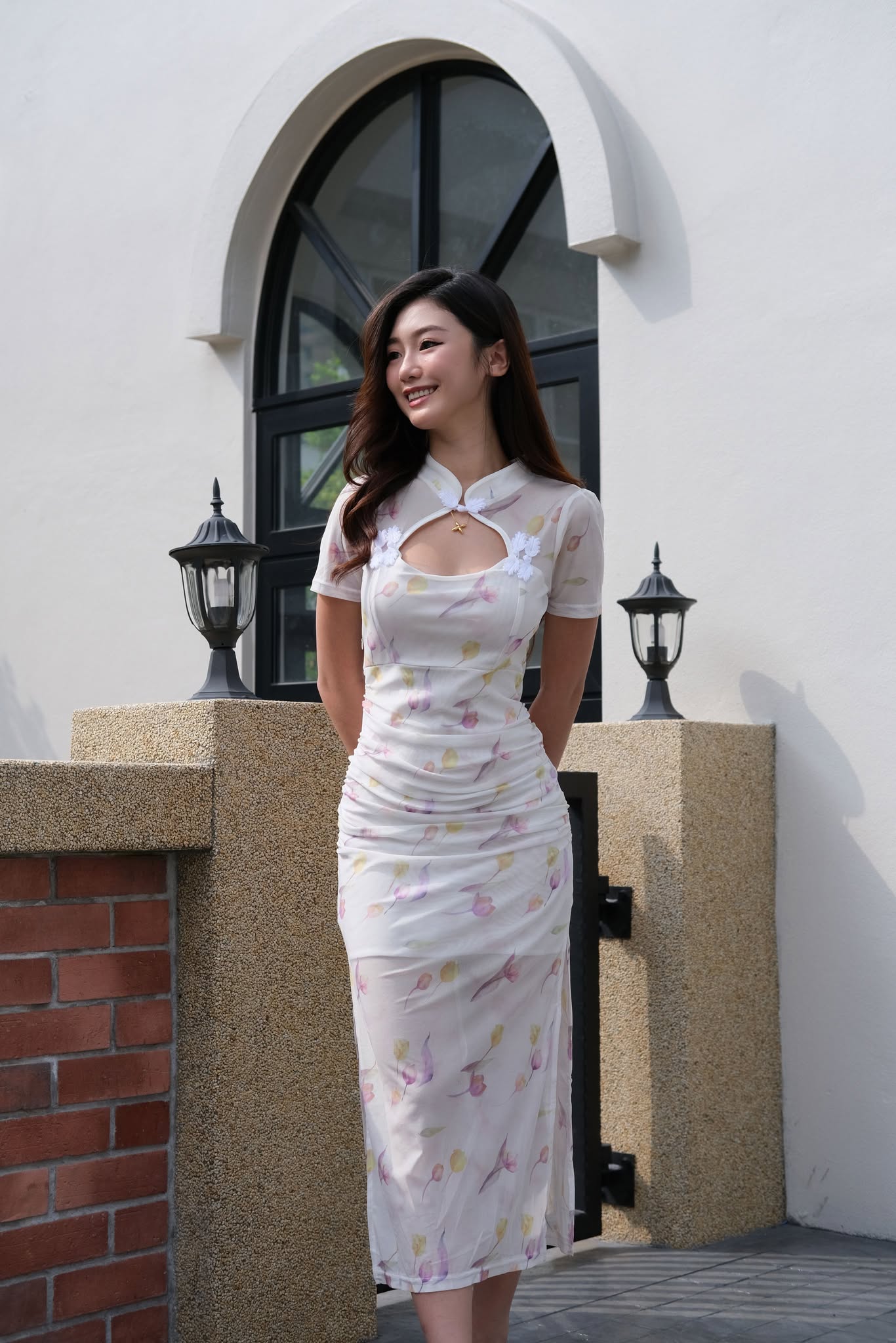 Short Sleeve Mesh Cheongsam