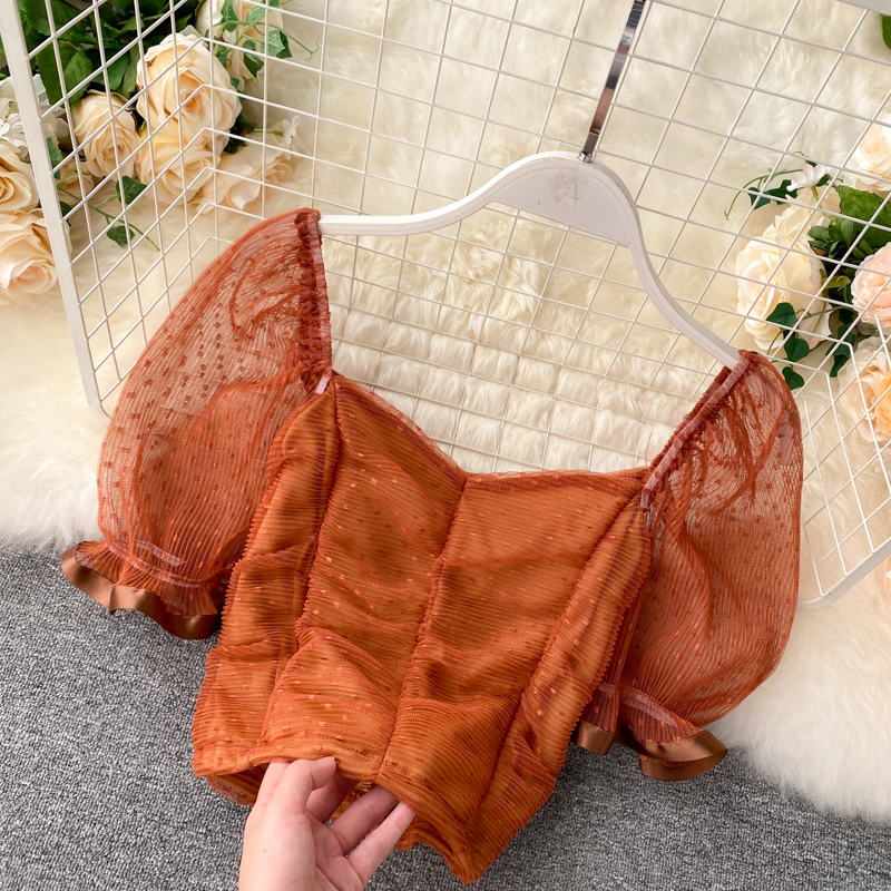 Sheer short sleeve blouse