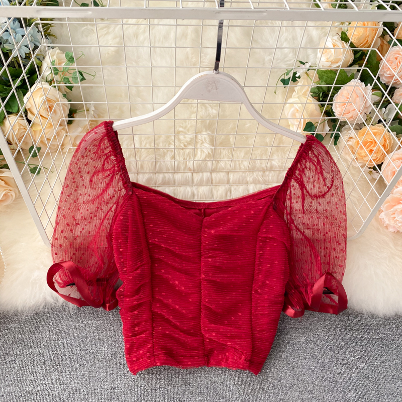 Sheer short sleeve blouse