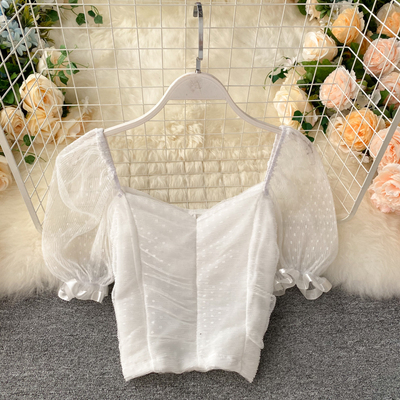 Sheer short sleeve blouse