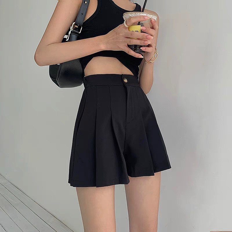 High waist A line shorts