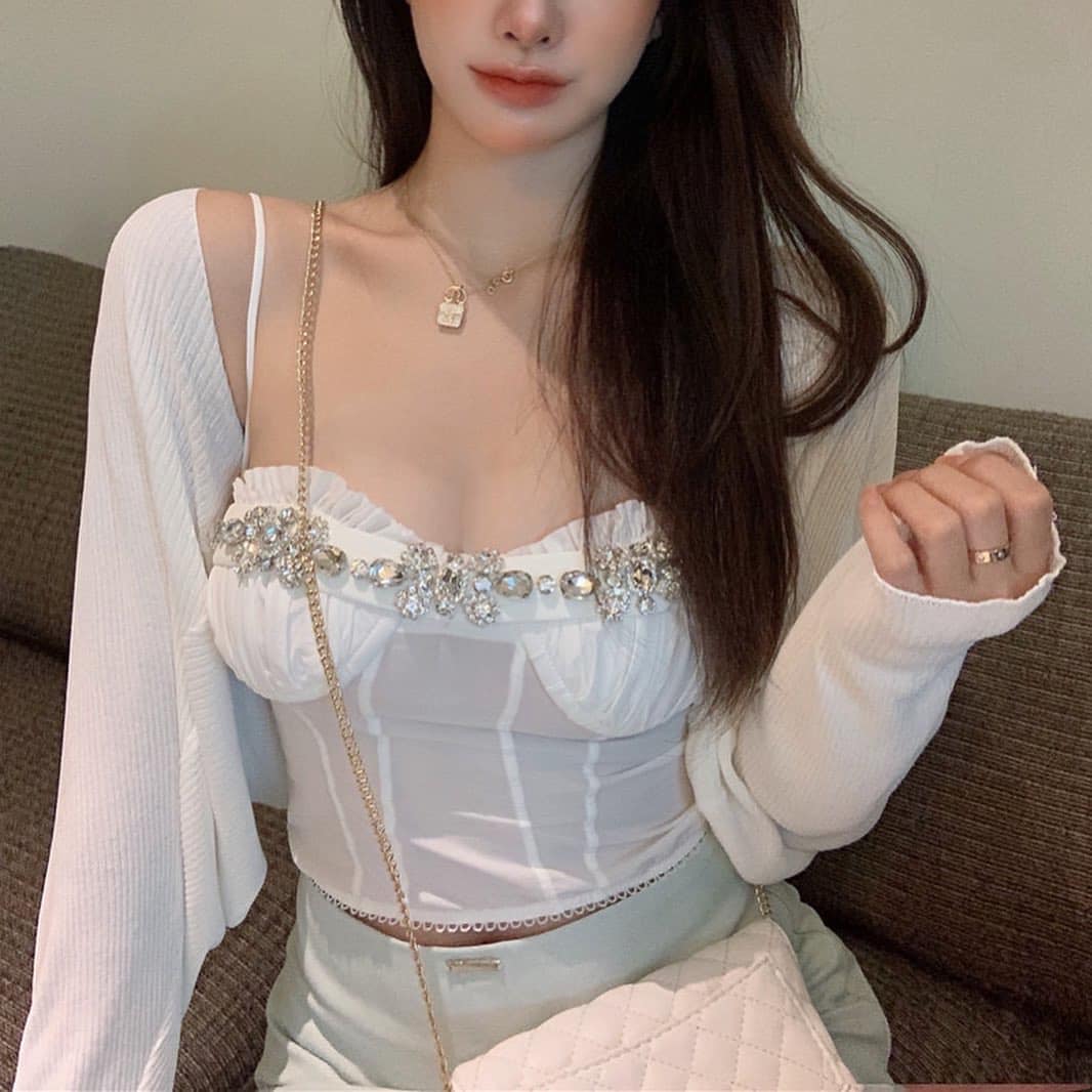 Diamond Sleeveless Padded Top