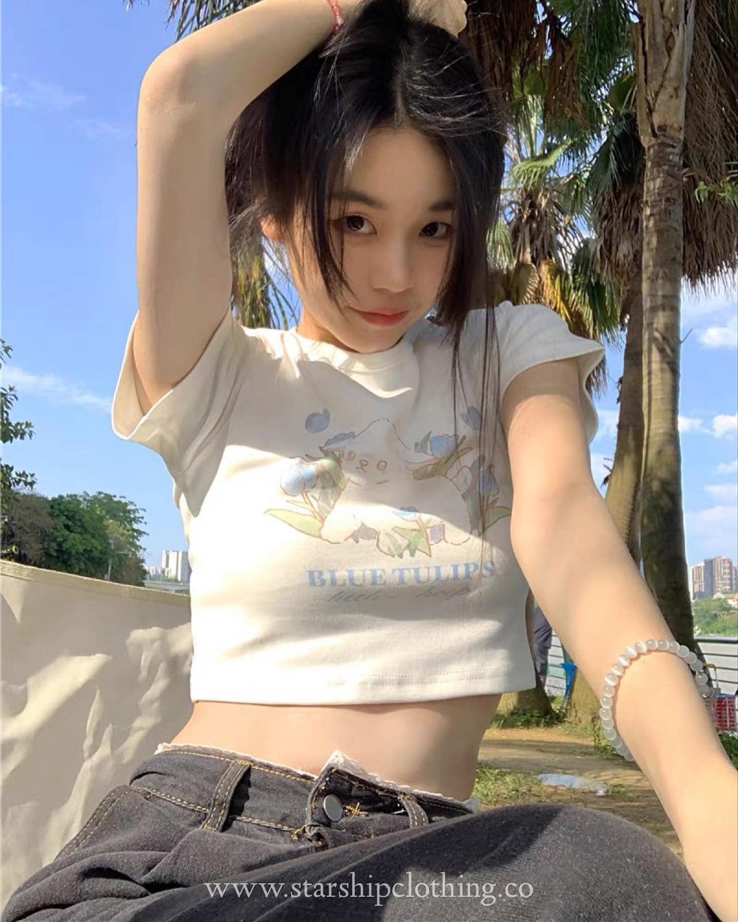 Blue Tulips Crop Top