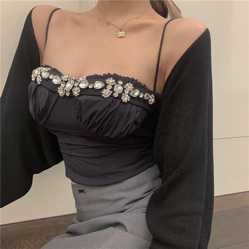 Diamond Sleeveless Padded Top