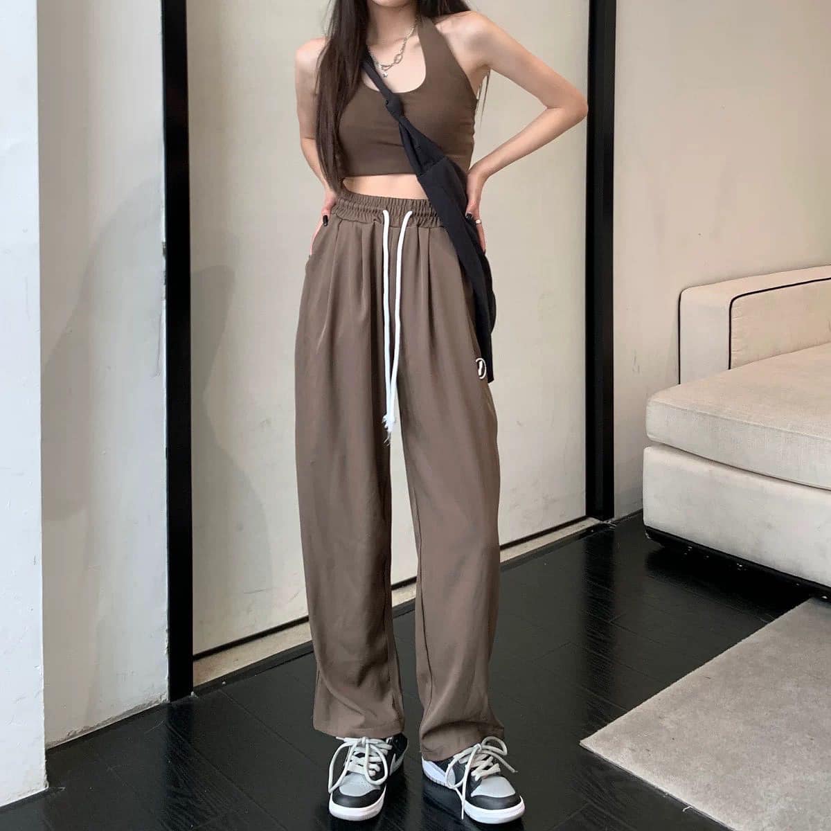 High Waist Drawstring Stretchable Pants