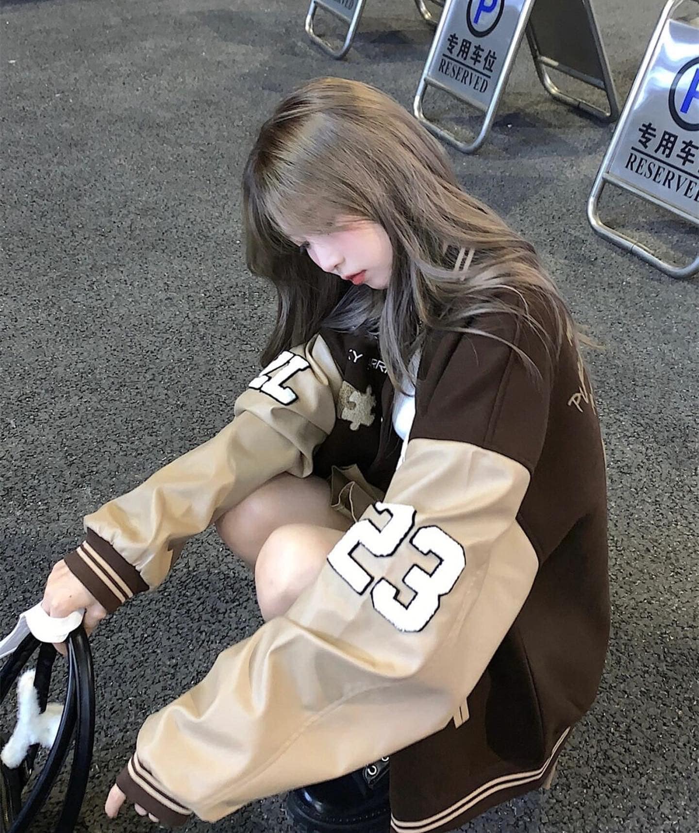 Khaki Oversized Varsity Jacket