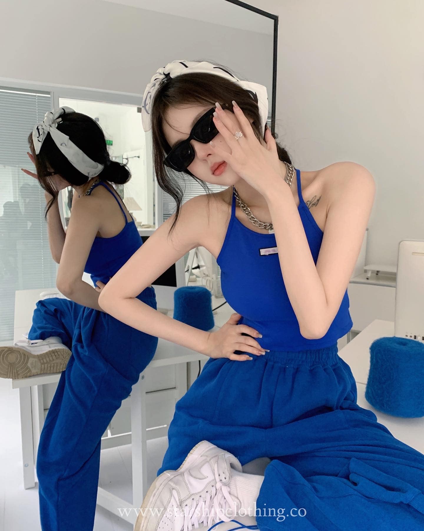 Blue Tank Top & Pants Set