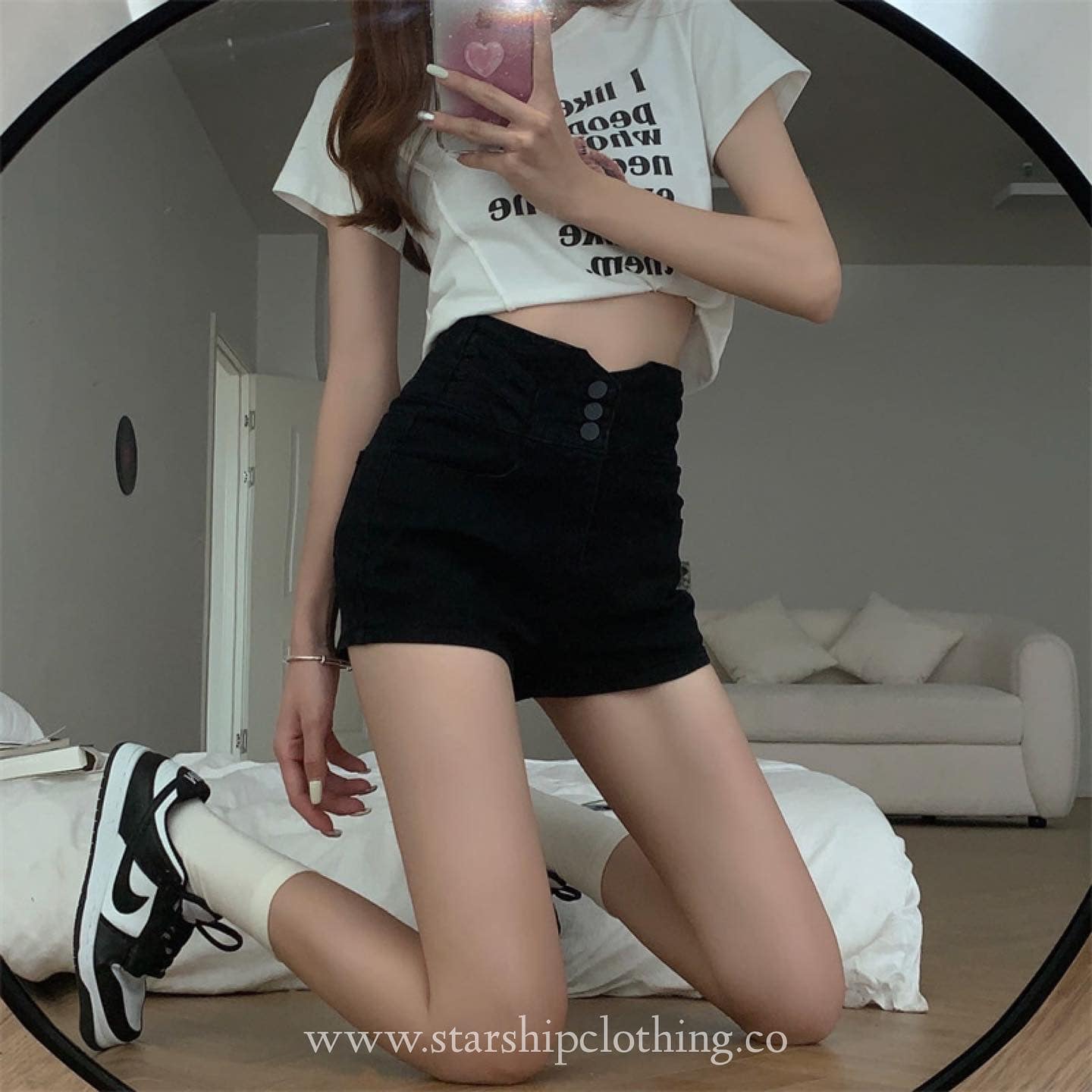 Black Denim High Waist Pants