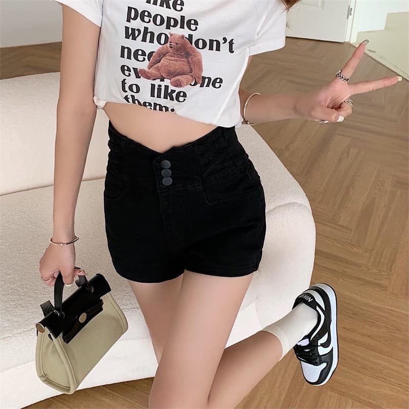 Black Denim High Waist Pants