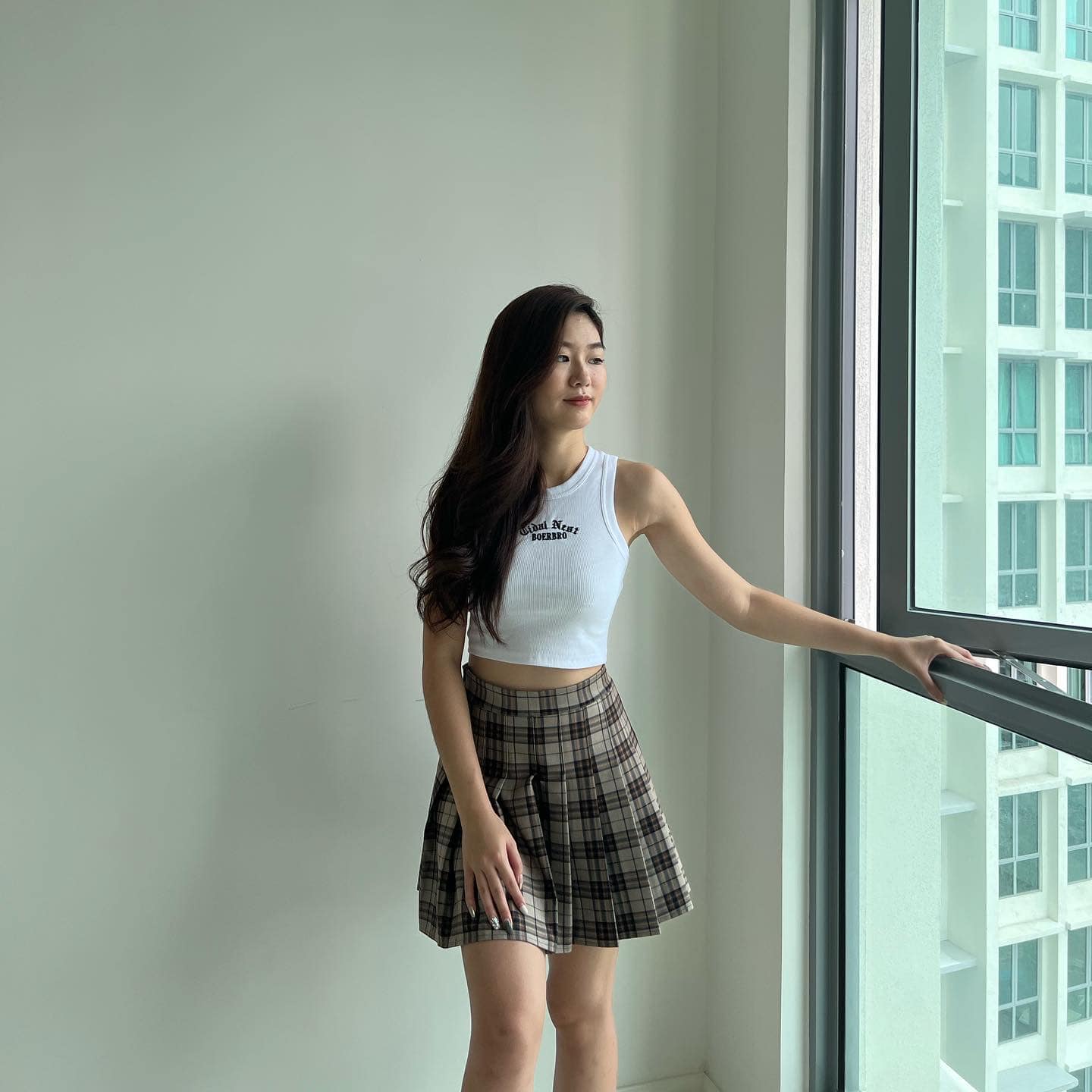 Khaki Scottish High Waist Tennis Skirt