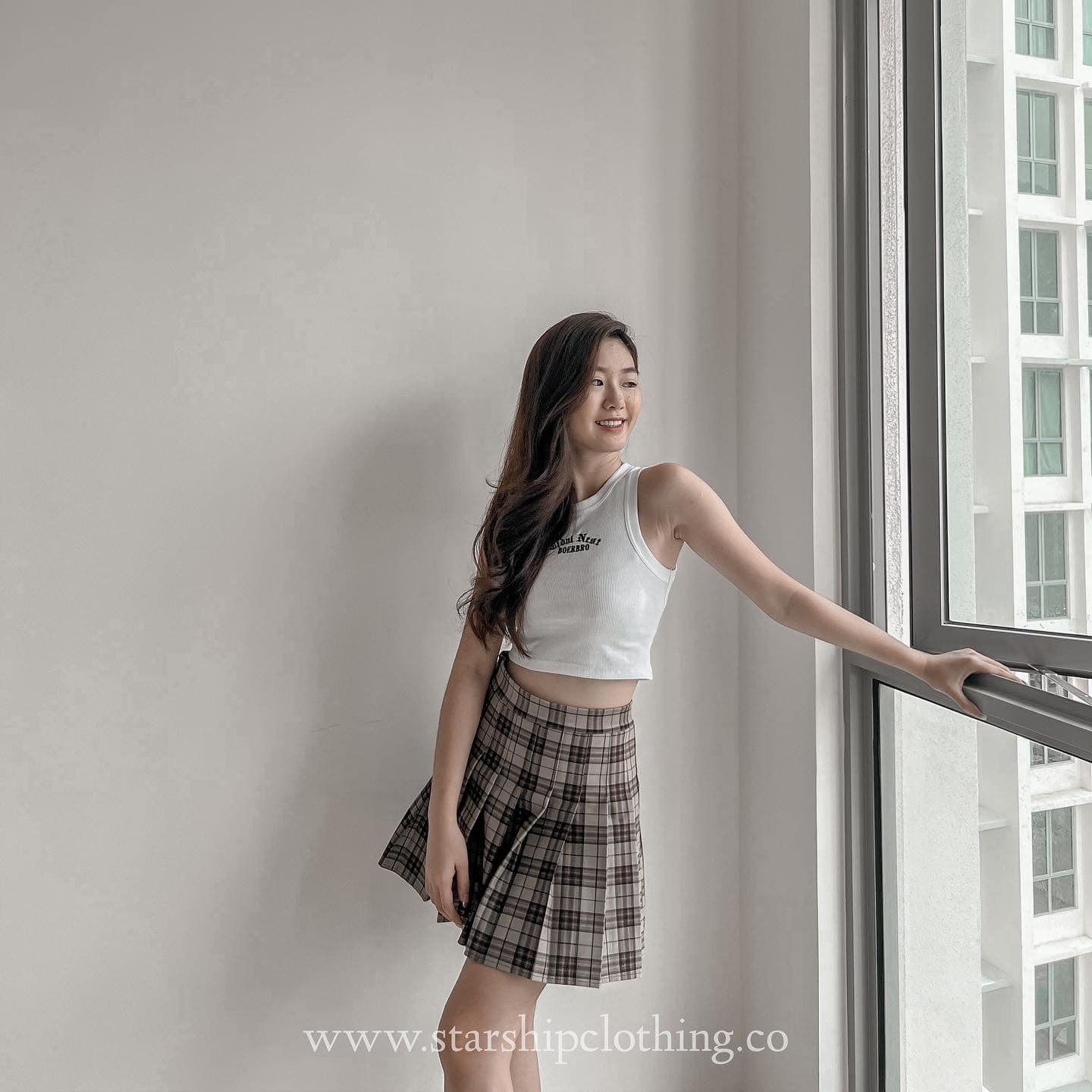 Khaki Scottish High Waist Tennis Skirt