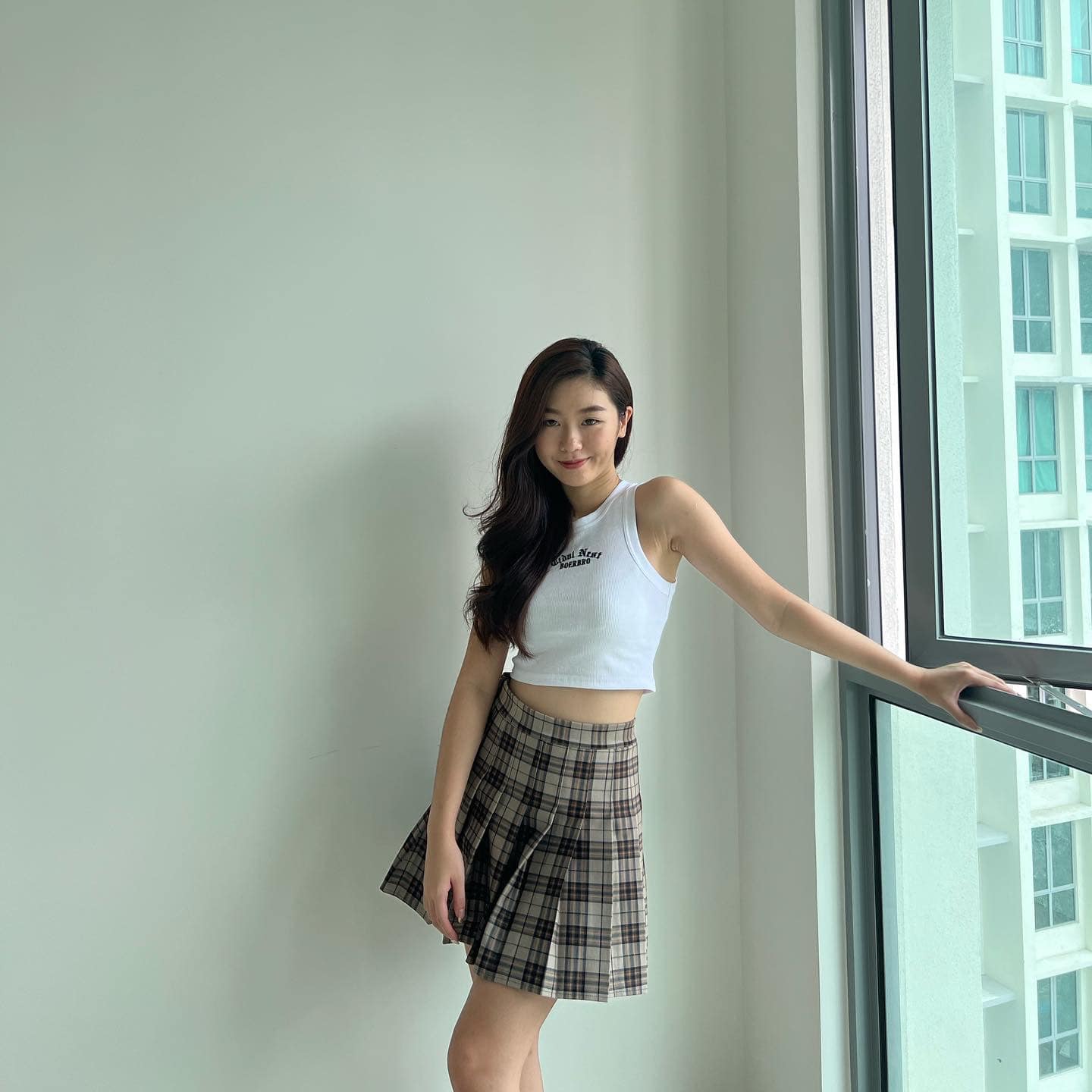 Khaki Scottish High Waist Tennis Skirt