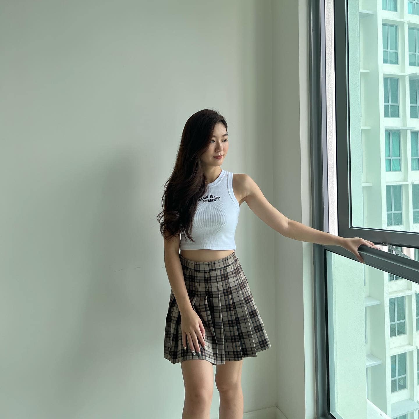 Khaki Scottish High Waist Tennis Skirt