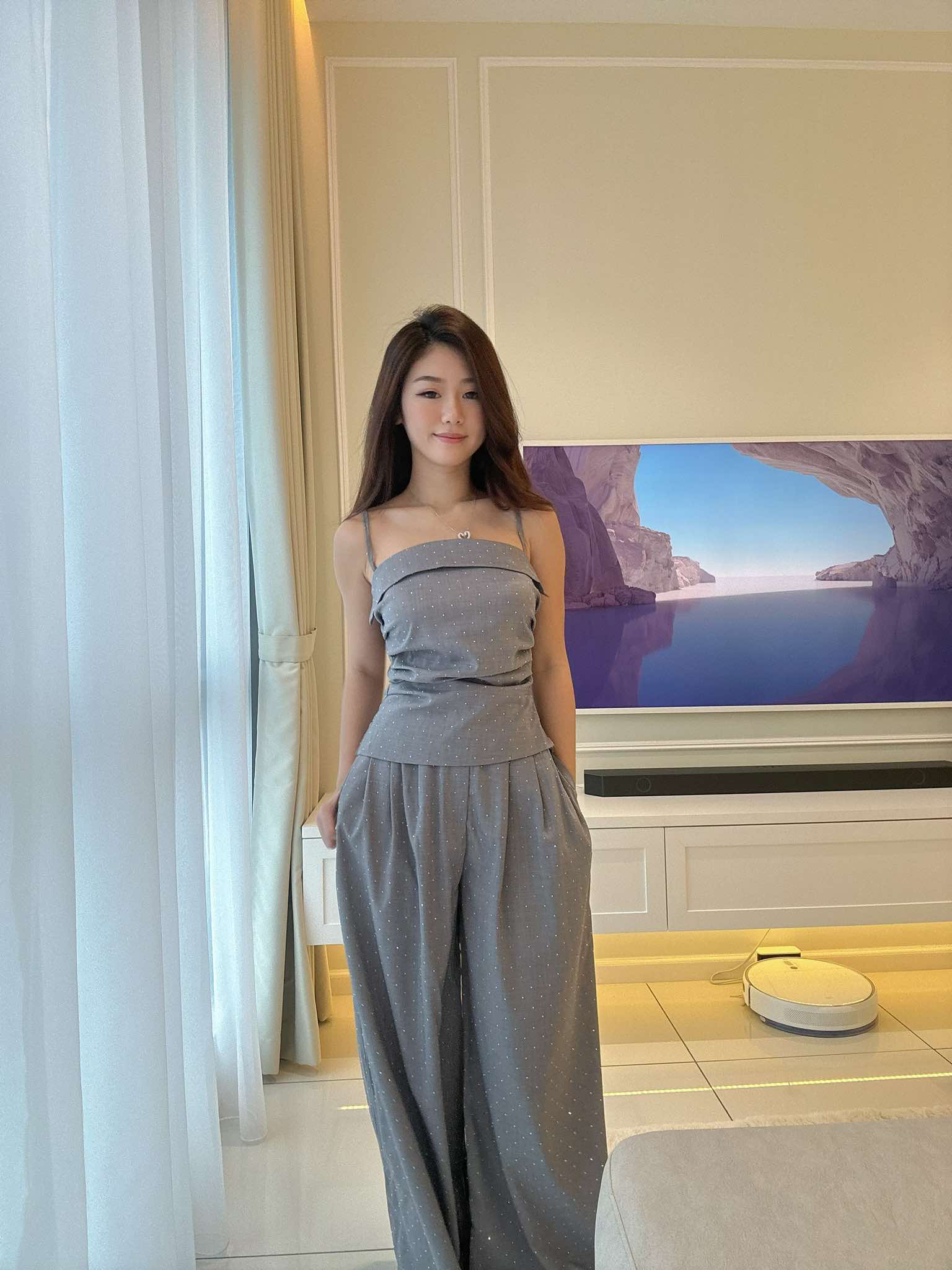 Diamond Sleeveless Top & Wide Long Pants Set