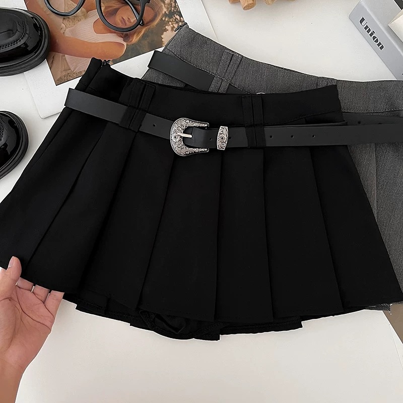 Pleated Skirt with Belt
