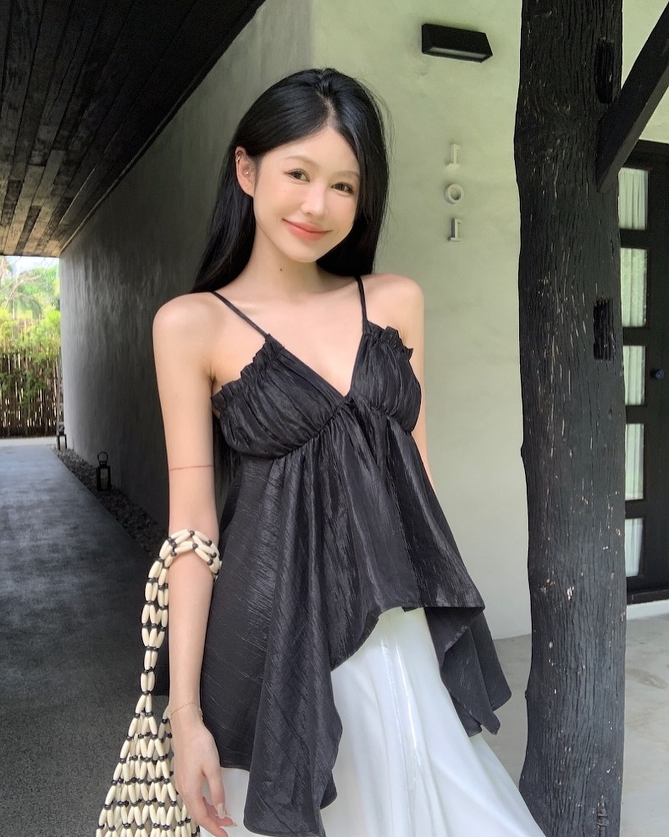 V Neck Irregular Blouse