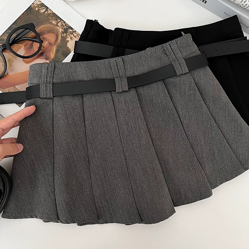 Pleated Skirt with Belt