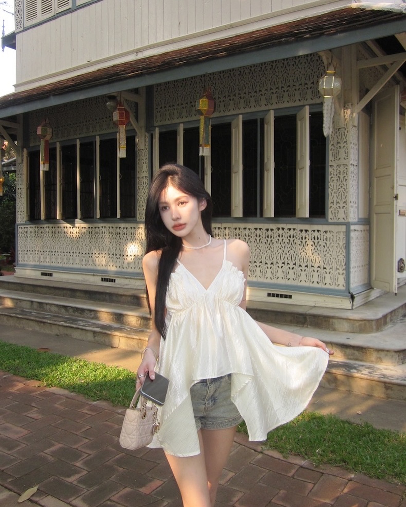 V Neck Irregular Blouse