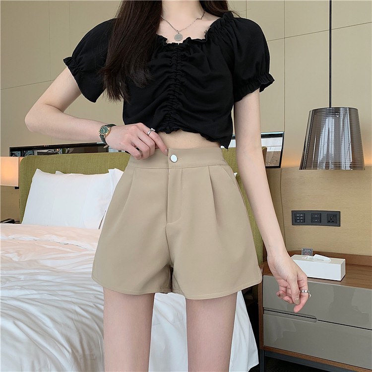 High waist suit shorts