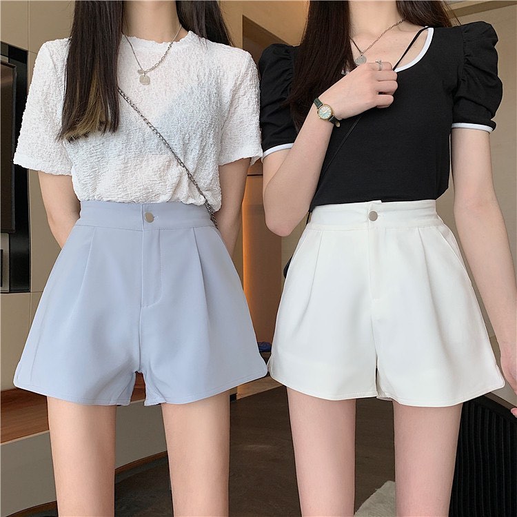 High waist suit shorts