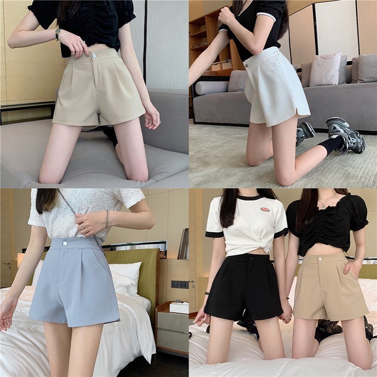 High waist suit shorts