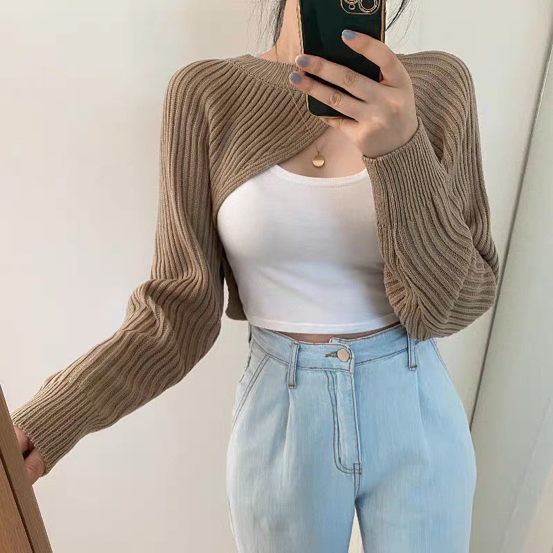 Knitted Outer Long Sleeve Blouse