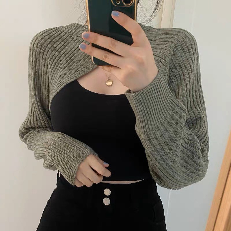 Knitted Outer Long Sleeve Blouse