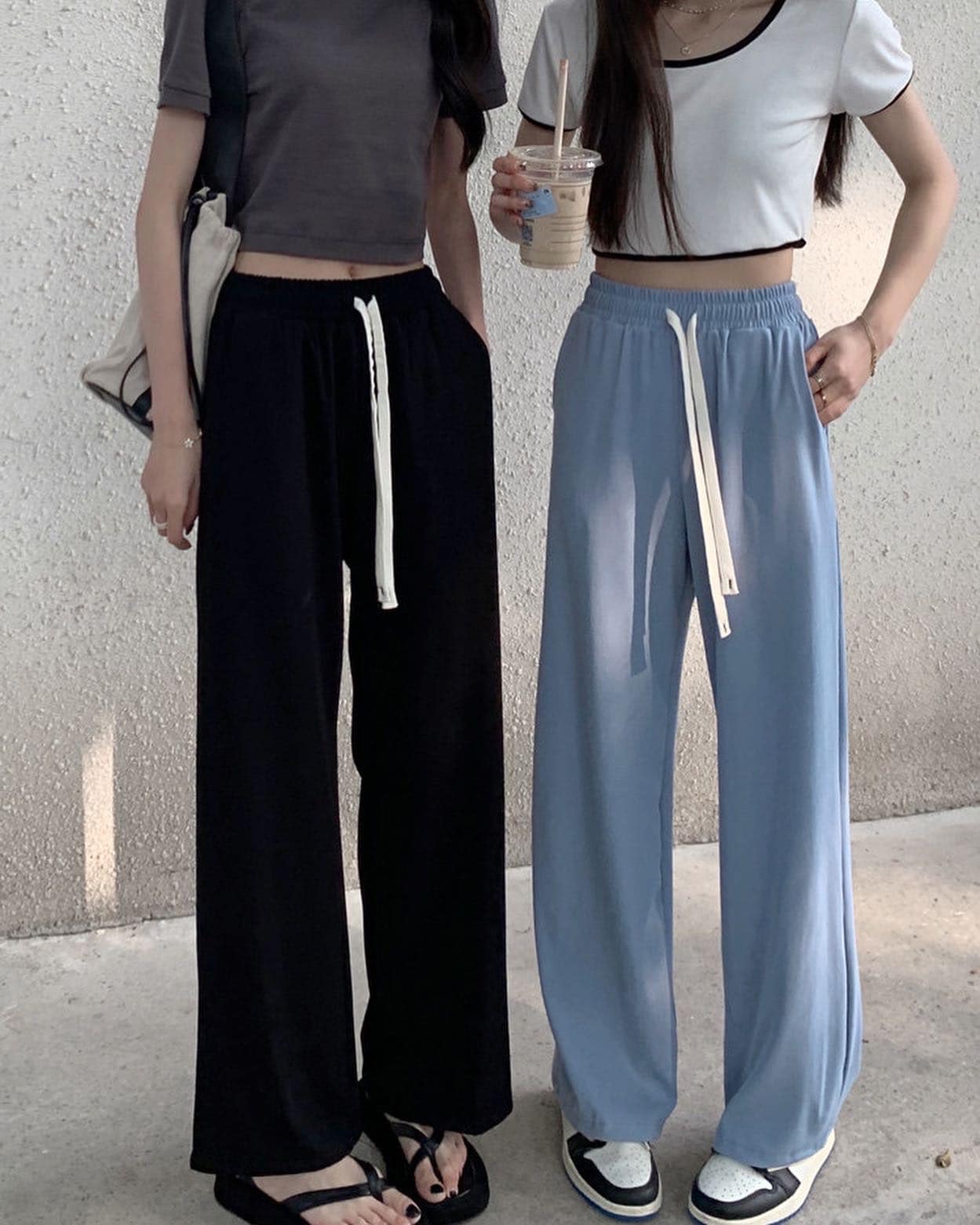 High Waist Drawstring Long Pants