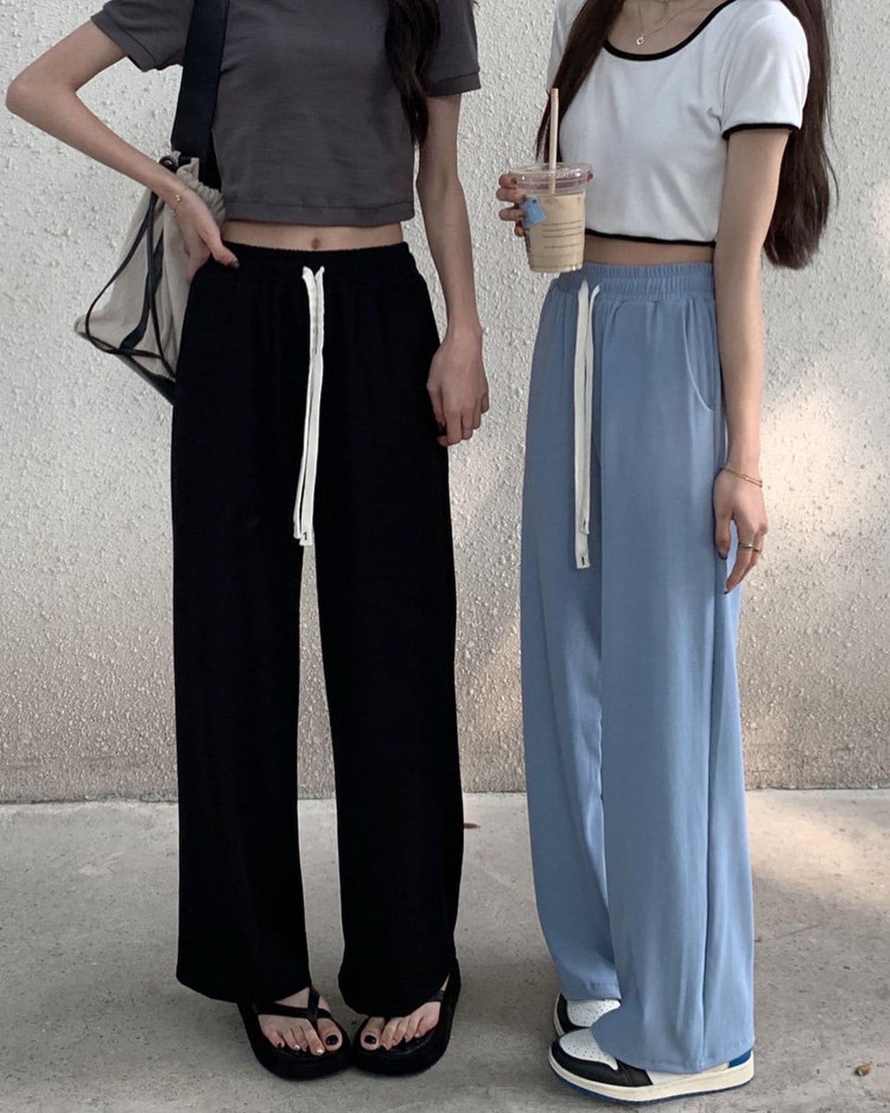 High Waist Drawstring Long Pants