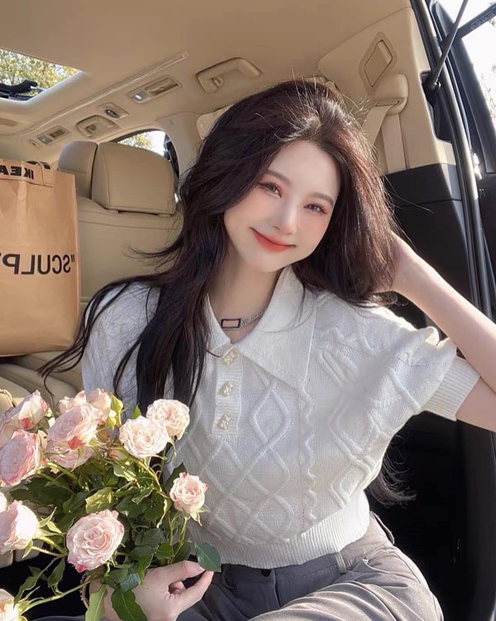 White Polo Knitted Blouse