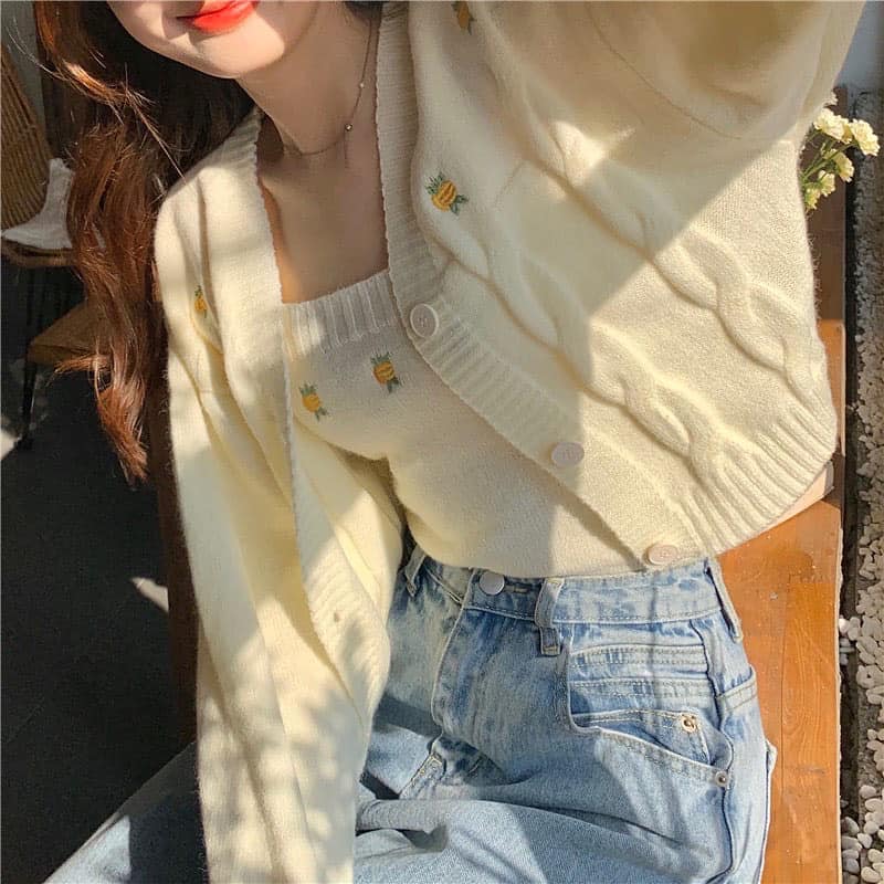 Two-Piece Cardigan & Singlet Set